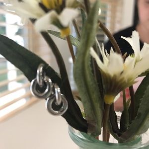 Tiny Silver Drop Hoops